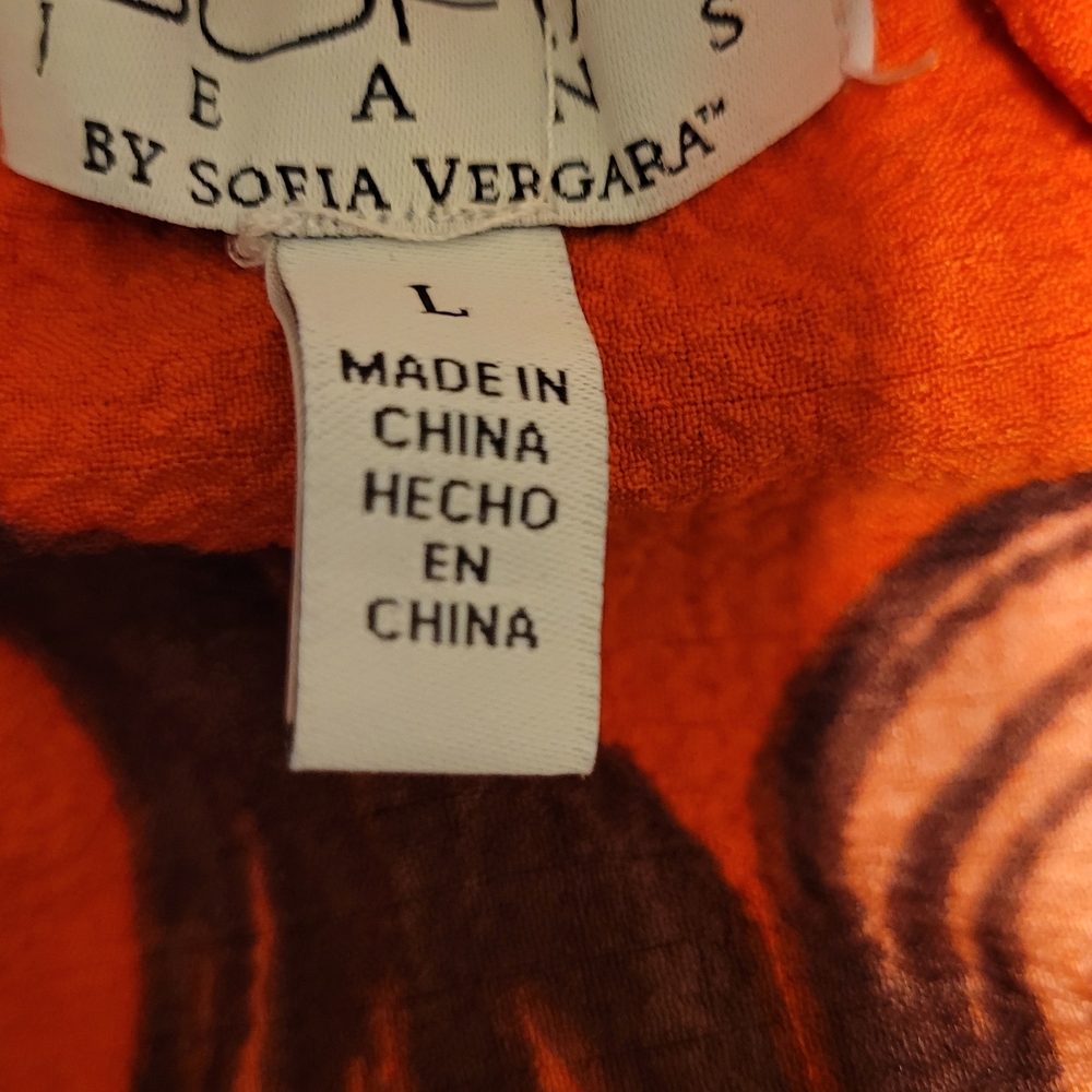 Sofia By Sofia Vergara Orange Leaf Print Maxi Dre… - image 6